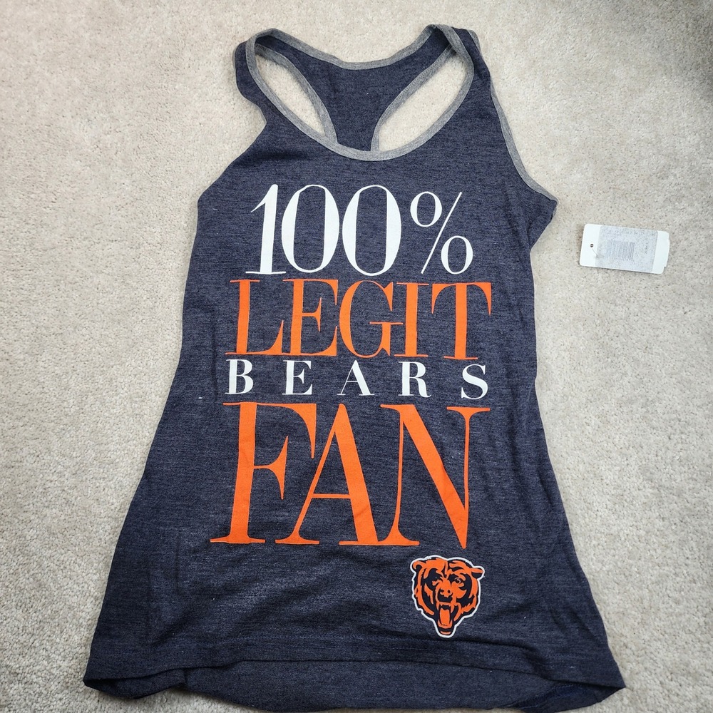 NFL Chicago Bears Tank Top Small 100% Legit Fan Racerback Navy Blue Heather